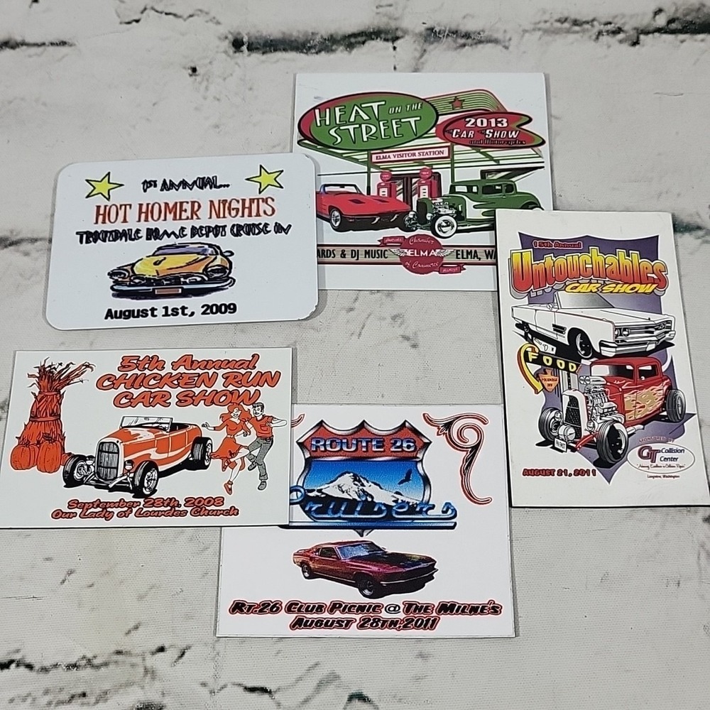 Cruise-Ins Annual Hot Rod‎ Car Shows Annual Fridge Magnets Handmade Lot Of 5
